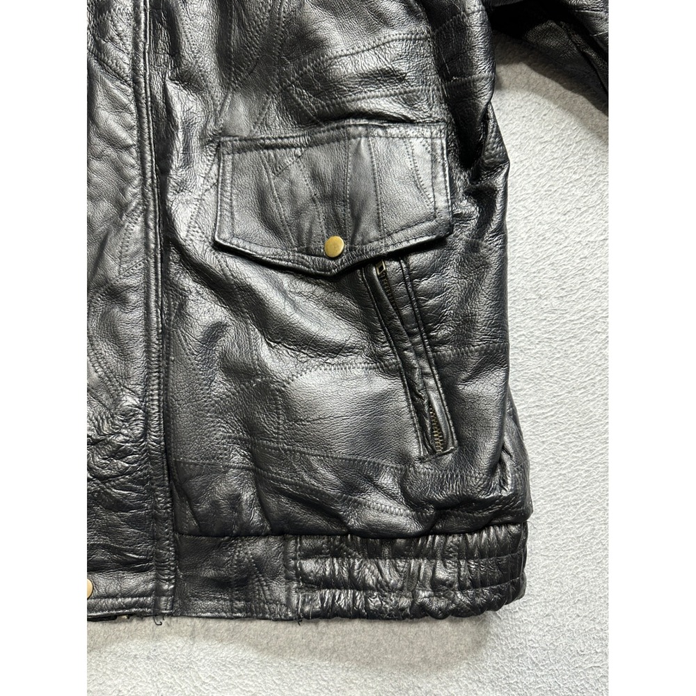 Genuine Leather Jacket Patchwork Bomber Men's Lar… - image 8